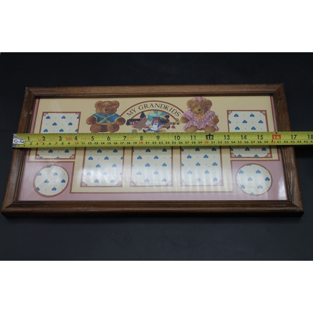 Vintage My Grandkids Photo Collage Frame Teddy Bears Holds 7 Photos 17x9 1980s - Picture 8 of 8